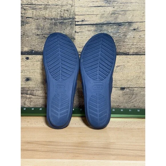 RARE - Crocs Sanrah Hammered Circle Slide Sandals Size 10 Navy Charcoal Silver - Picture 7 of 7